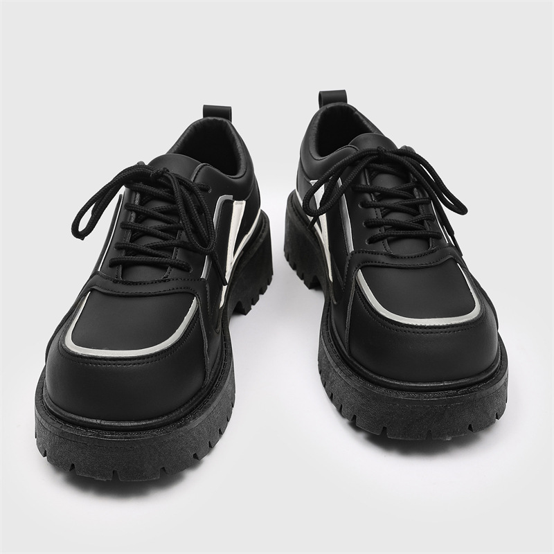 Chunky Plateau-Freizeitschuhe für Herren mit Schnürung aus PU-Leder 3