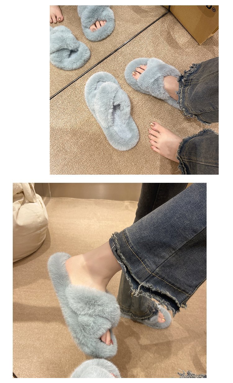 Women's Cozy Plush Open-Toe Flat Slippers detail 7
