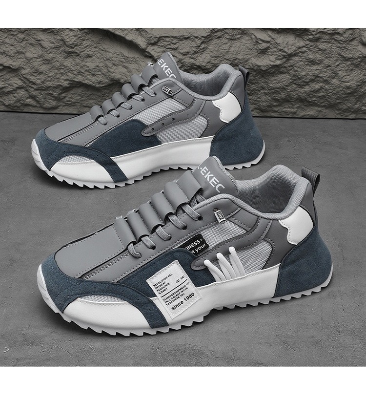 Scarpe casual da uomo traspiranti stringate con plateau e motivo color block detail 11