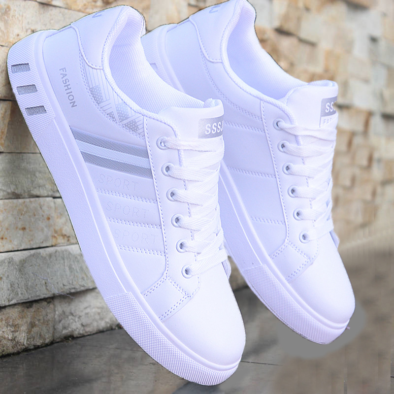 Leichte Freizeitschuhe für Herren aus PU-Leder mit Streifen & Schnürung 3