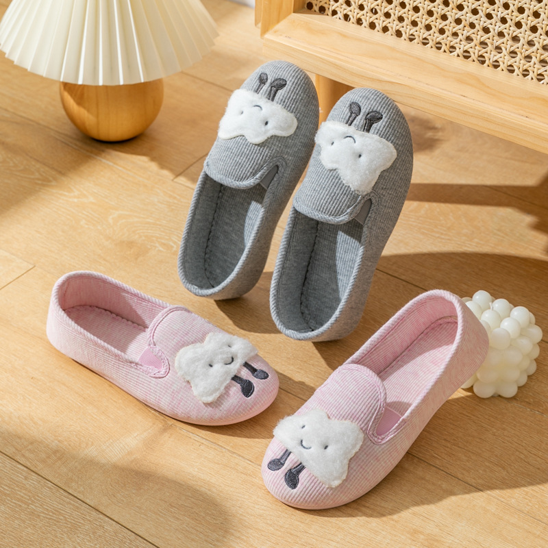 Chaussons confortables pour femme en coton à semelle souple