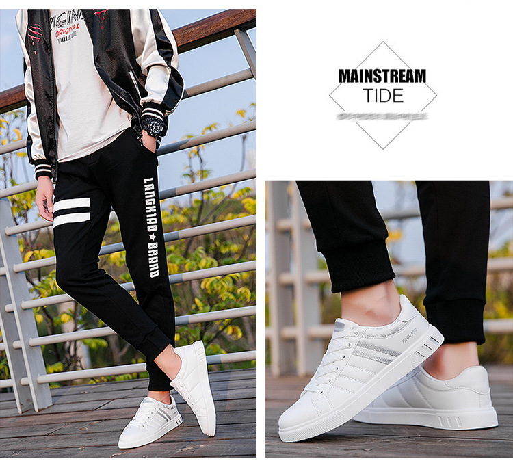 Chaussures casual à lacets à rayures en cuir PU pour hommes detail 12