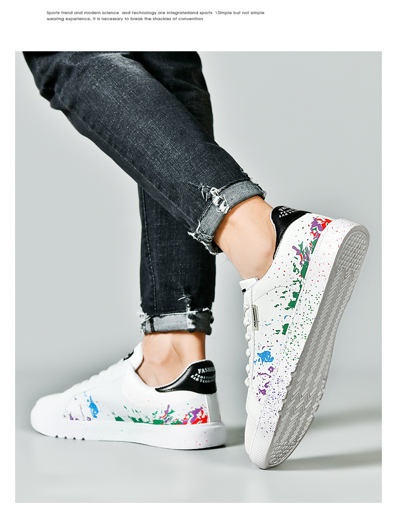 Men's Graphic-Print PU Leather Lace-Up Casual Sneakers detail 6