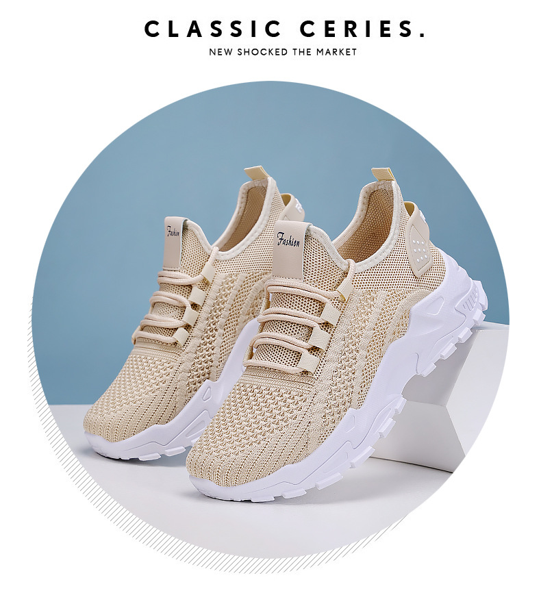 Ademende chunky platform sneakers voor dames van gebreid materiaal detail 7