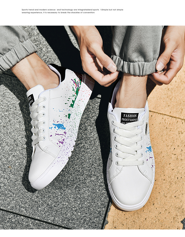 Men's Graphic-Print PU Leather Lace-Up Casual Sneakers detail 4
