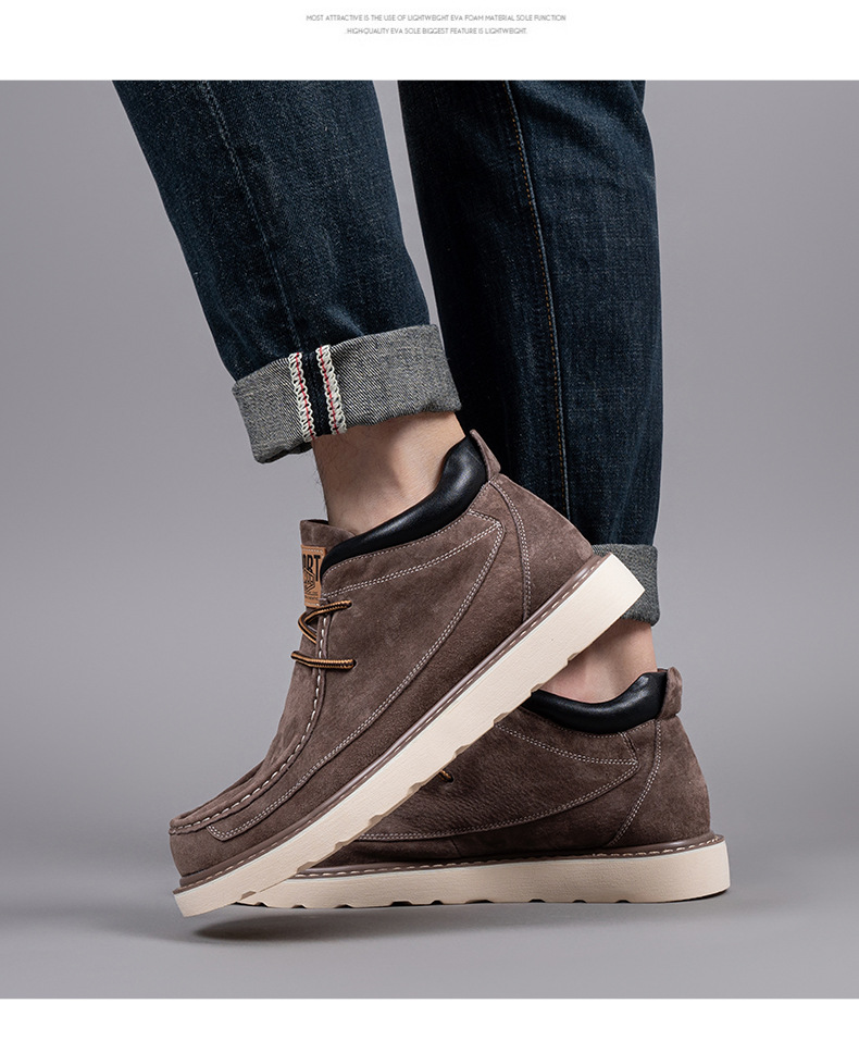 Men's Suede Lace-Up Moc Toe Casual Shoes detail 14
