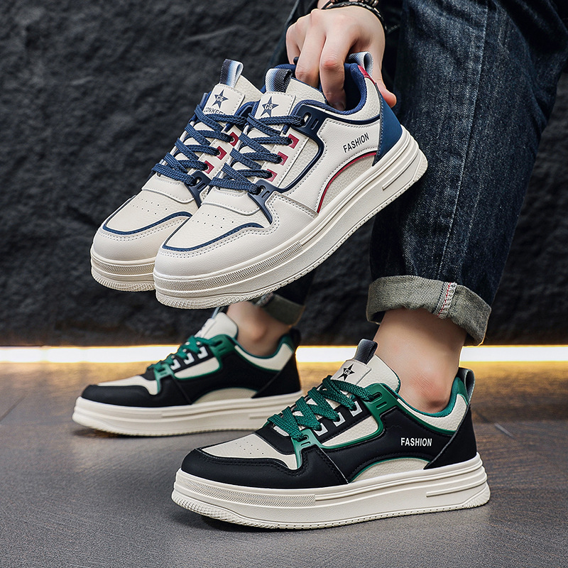 Men's Colorblock Lace-Up PU Leather Casual Shoes 2