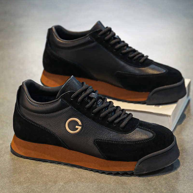 Herren Plateau-Sneaker aus Leder im Colorblock-Design 3