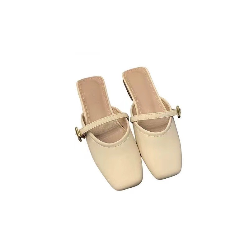 Flache Damen-Schuhe zum Hineinschlüpfen mit eckiger Spitze und Schnalle 6