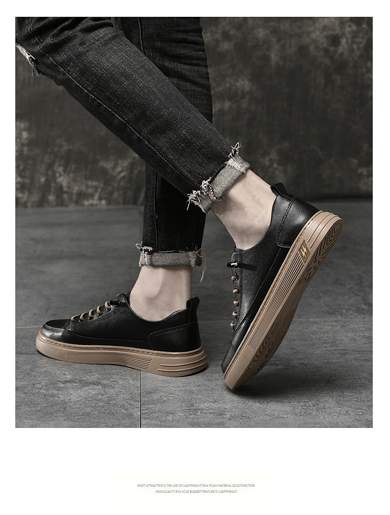 Men's Breathable Leather Lace-Up Casual Shoes detail 8