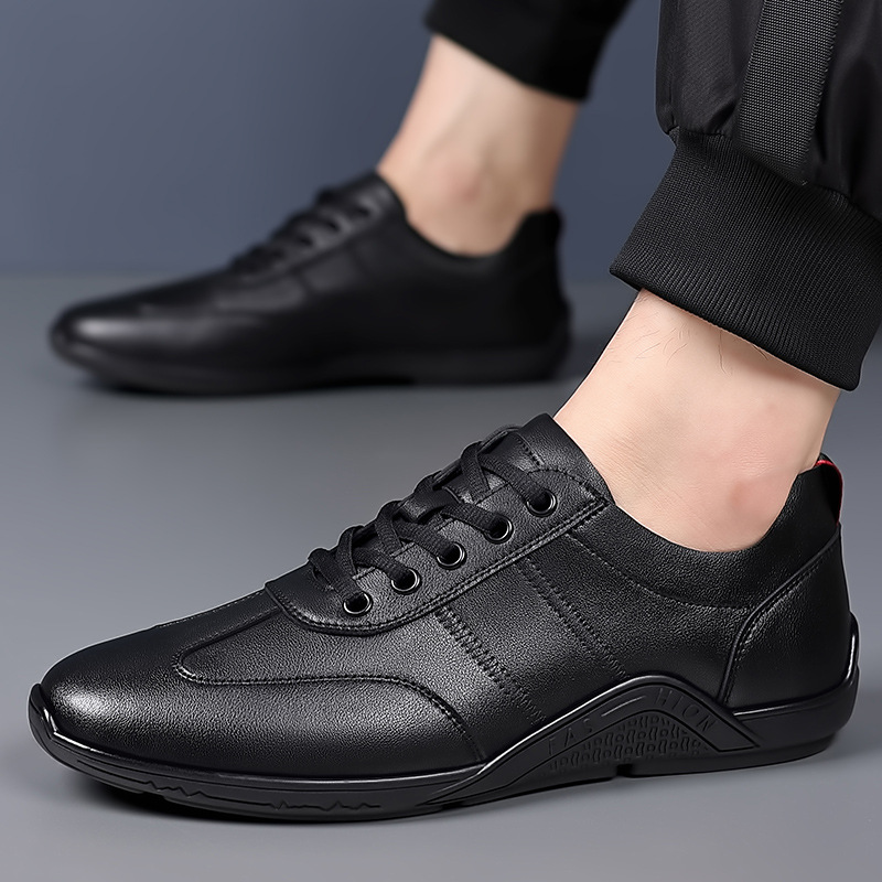 Men's Lightweight PU-Leather Lace-Up Casual Shoes 4
