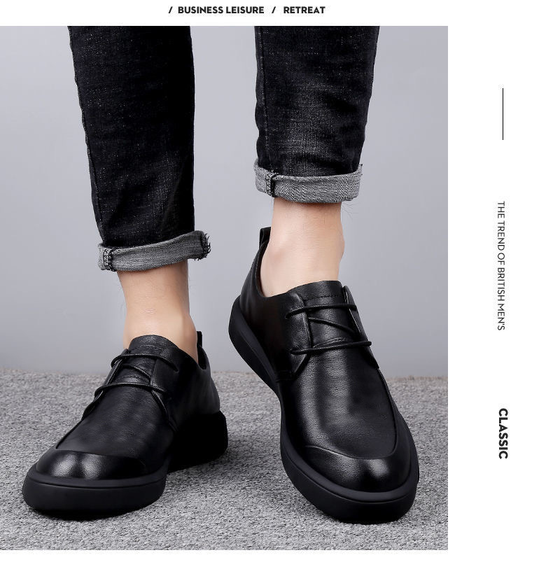 Chaussures casual pour homme en cuir véritable à lacets et semelle antidérapante detail 3