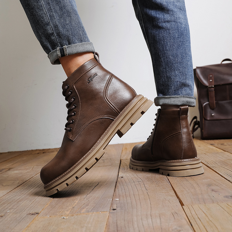 Rutschfeste Schnürstiefel aus Leder für Herren detail 9