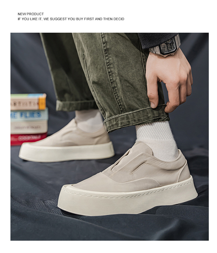 Zapatos casuales slip-on de lona con plataforma para hombre detail 7