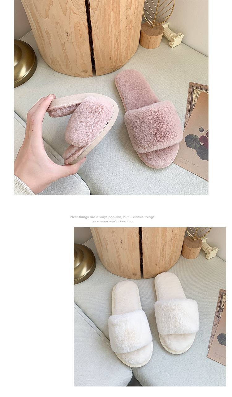 Chaussons douillets en peluche à bout ouvert pour femme detail 18