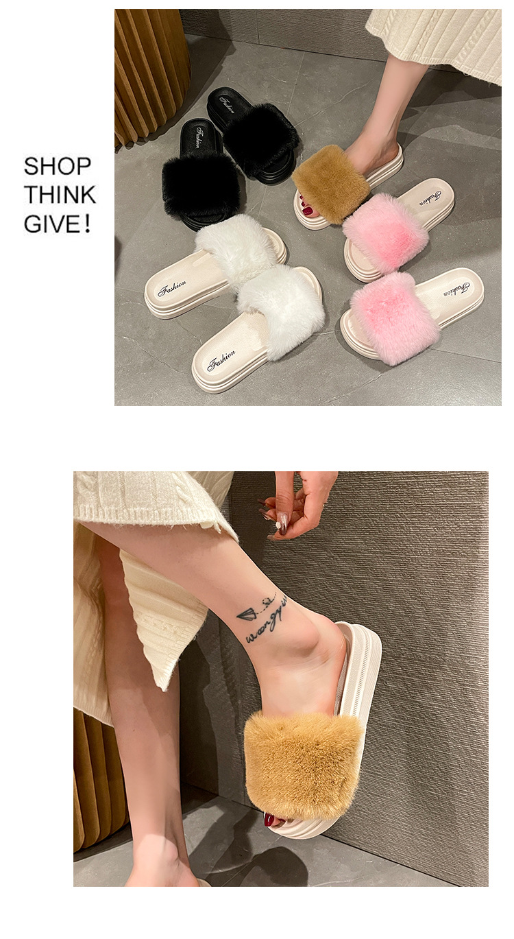 Pantofole da donna in morbido peluche con plateau e punta aperta detail 5