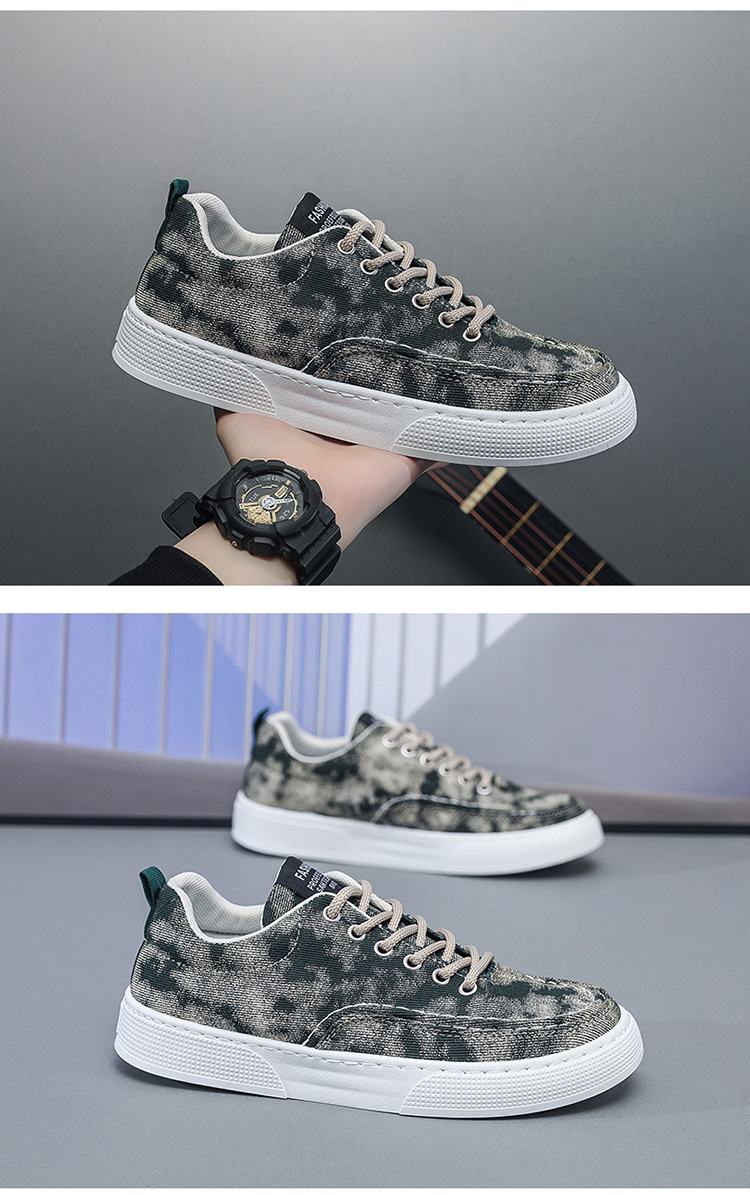 Men's Breathable Canvas Lace-Up Platform Casual Shoes detail 9