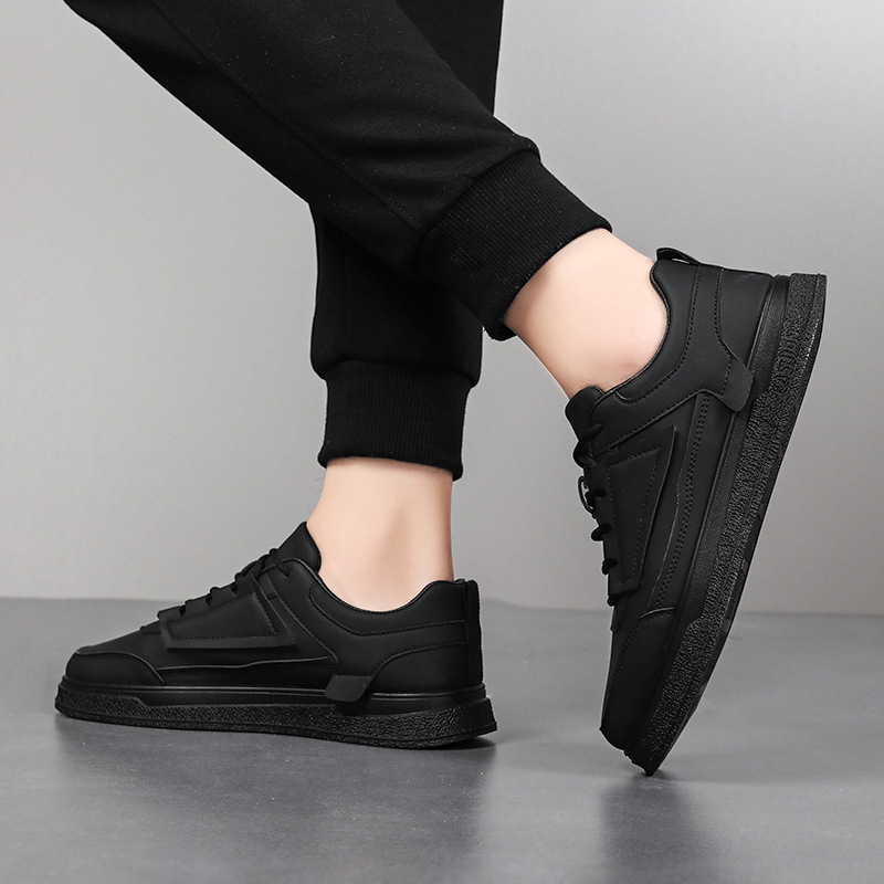 Einfarbige Schnür-Freizeitschuhe aus PU-Leder für Herren detail 6
