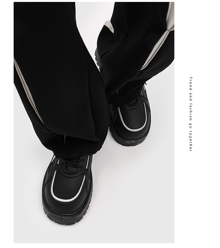 Chunky Plateau-Freizeitschuhe für Herren mit Schnürung aus PU-Leder detail 8