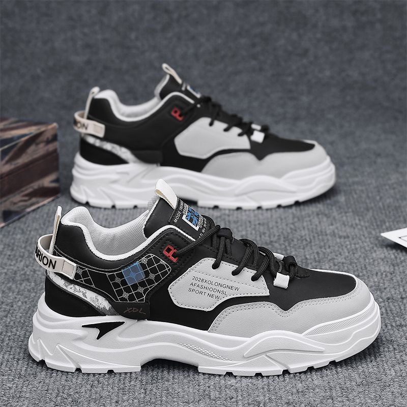 Scarpe casual da uomo stringate con plateau spesso e motivo colorblock 3