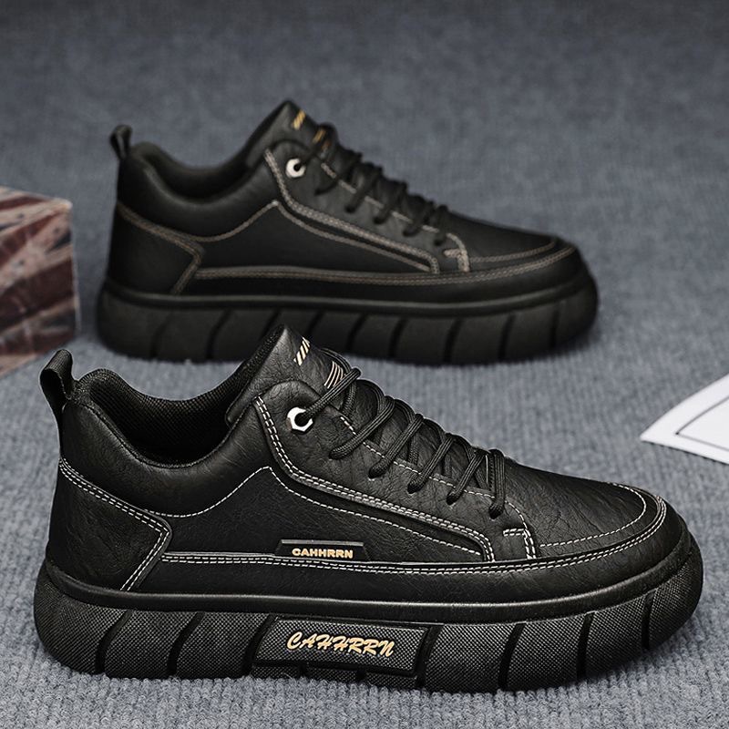 Herren Plateau-Freizeitschuhe aus PU-Leder zum Schnüren