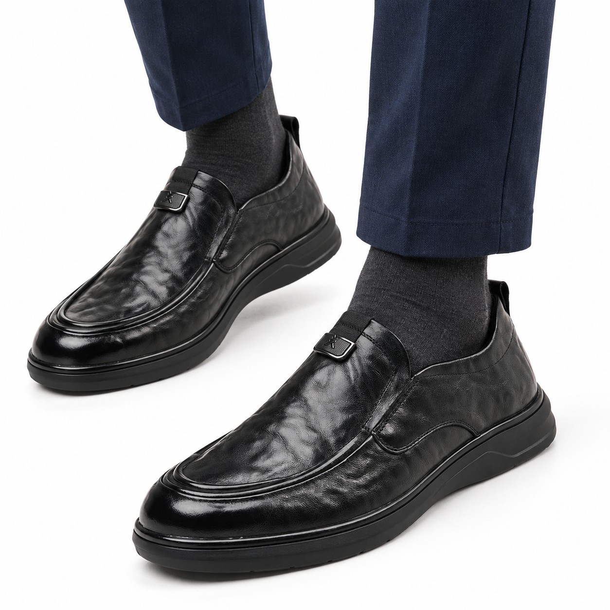 Men's Full-Grain Leather Cushioned Apron-Toe Casual Shoes 1