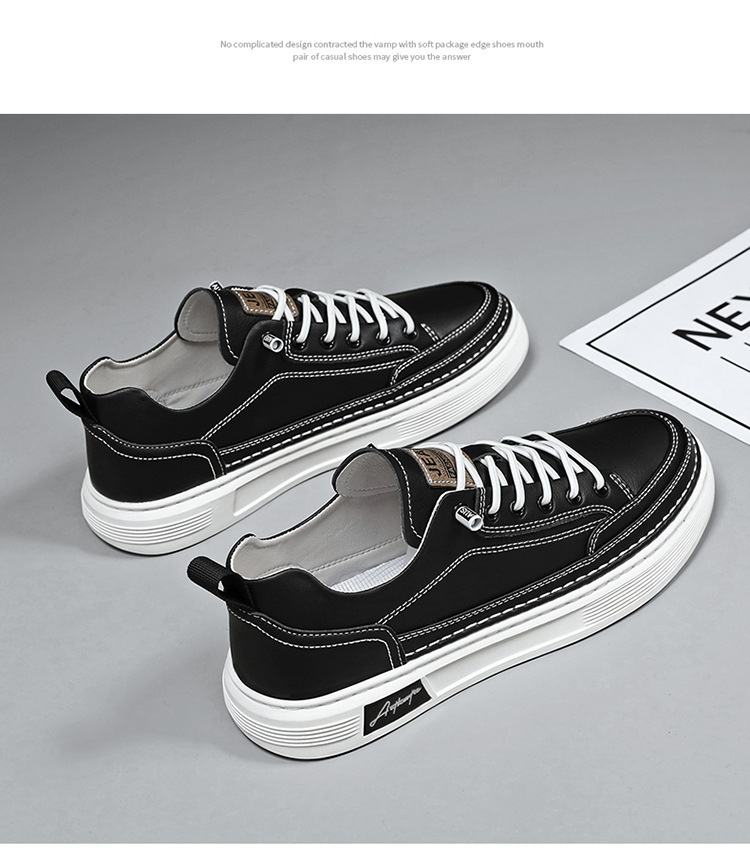 Herren Freizeitschuhe aus PU-Leder Rutschfeste Sneaker zum Schnüren detail 4