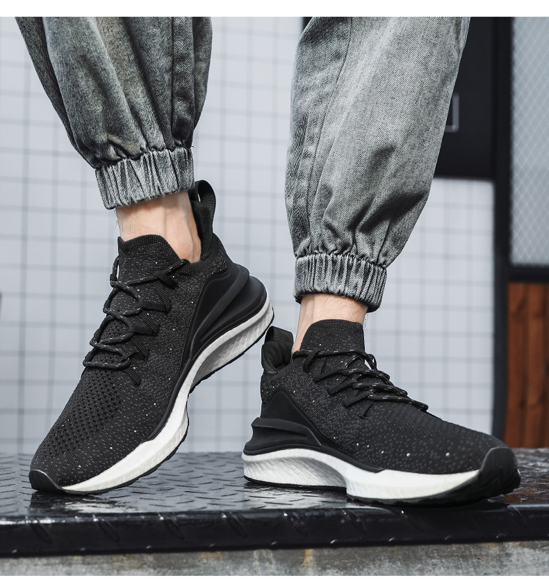 Heren hardloopschoenen van ademend knit-materiaal met demping detail 5