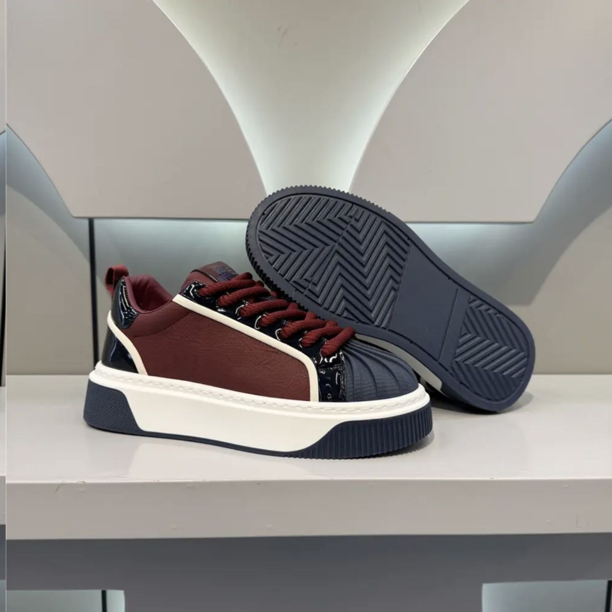 Damen Plateau-Freizeitschuhe zum Schnüren mit Colorblocking detail 5