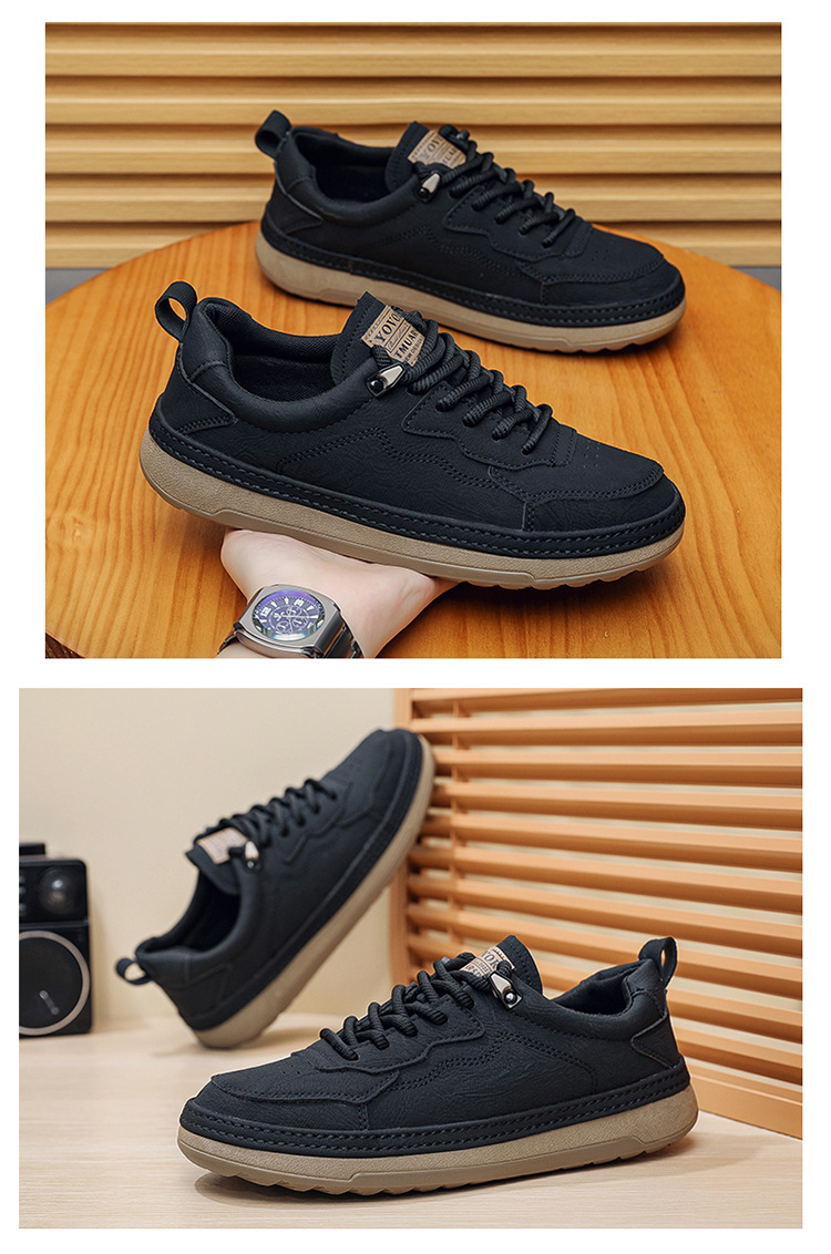 Herren Freizeitschuhe aus PU-Leder mit Schnürung & rutschfester Sohle detail 3