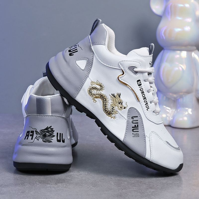 Herren Freizeitschuhe Sneaker zum Schnüren mit Drachenstickerei detail 12