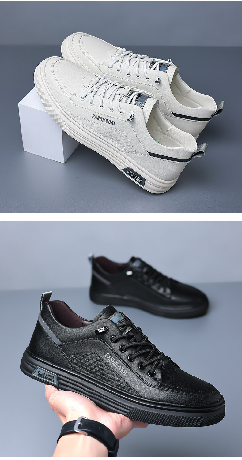 Leichte PU-Leder Freizeitschuhe für Herren mit Schnürung detail 2