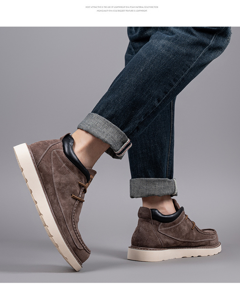 Men's Suede Lace-Up Moc Toe Casual Shoes detail 16