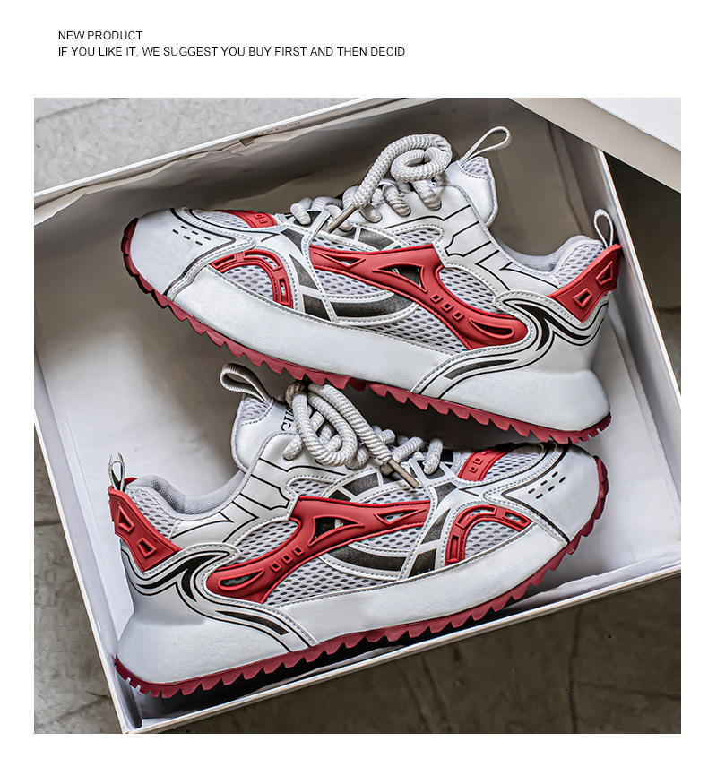 Baskets casual respirantes en mesh à blocs de couleurs pour homme detail 17