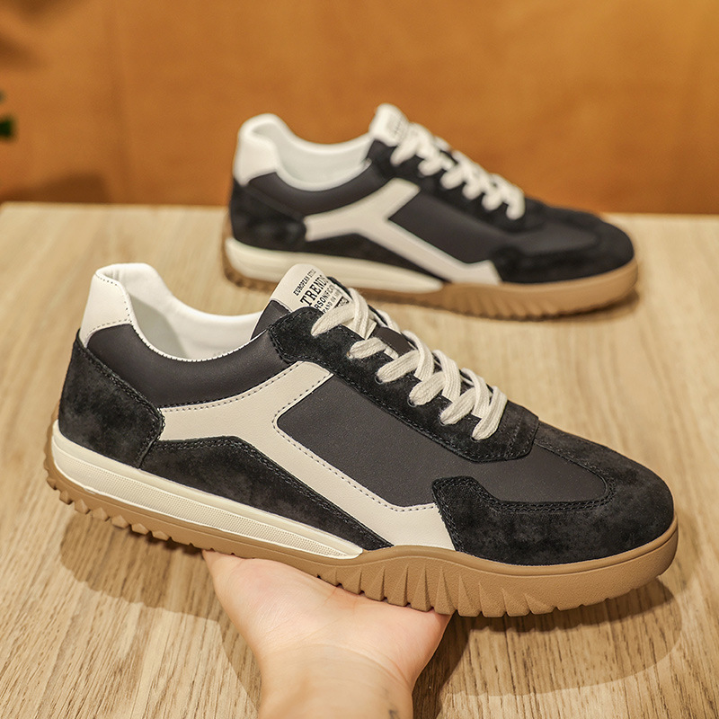 Herren-Sneaker aus Leder im Colorblock-Design zum Schnüren