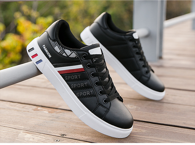 Chaussures casual à lacets à rayures en cuir PU pour hommes detail 9