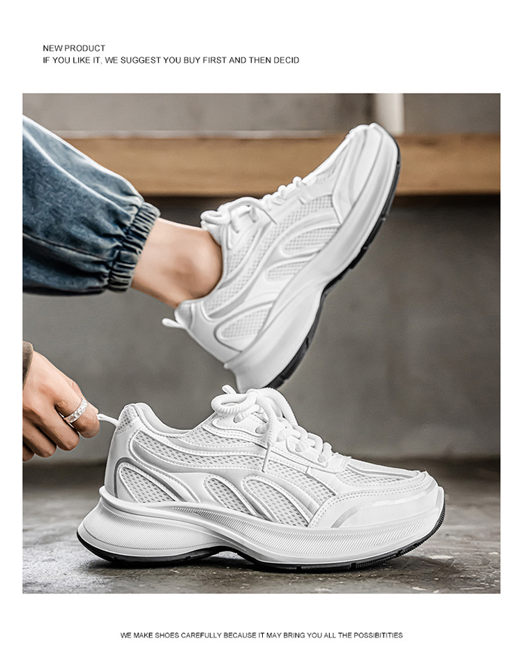 Atmungsaktive Plateau-Sneaker für Herren mit Schnürung detail 7