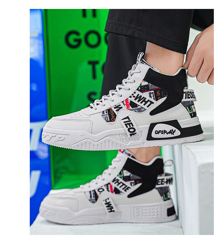 Sneakers alte da uomo stringate Scarpe casual da strada antiscivolo detail 5