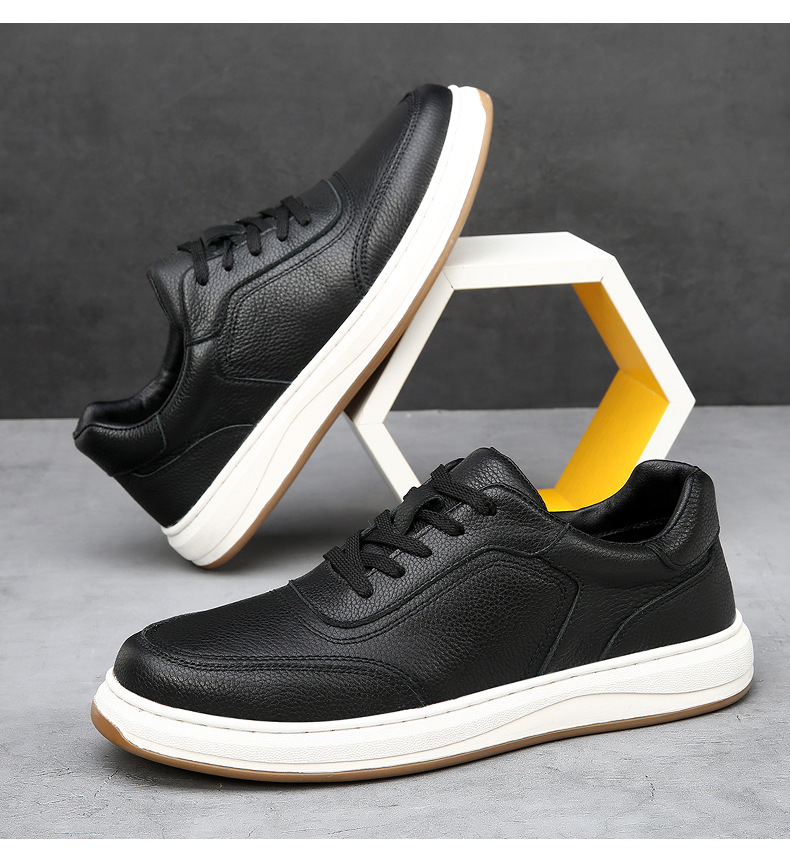 Schnürbare Plateau-Freizeitschuhe für Herren aus Leder detail 5