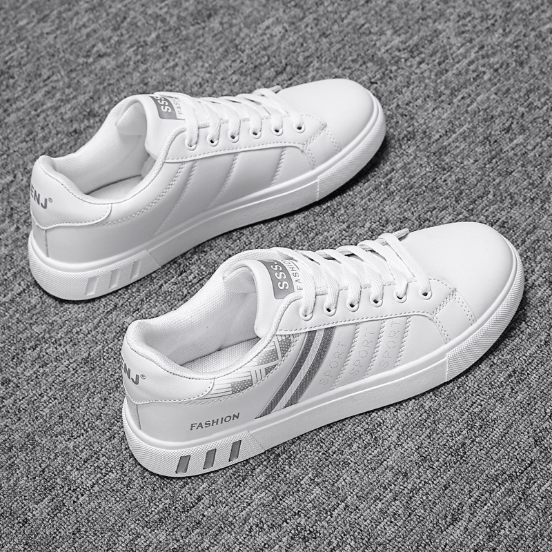 Leichte Freizeitschuhe für Herren aus PU-Leder mit Streifen & Schnürung detail 4