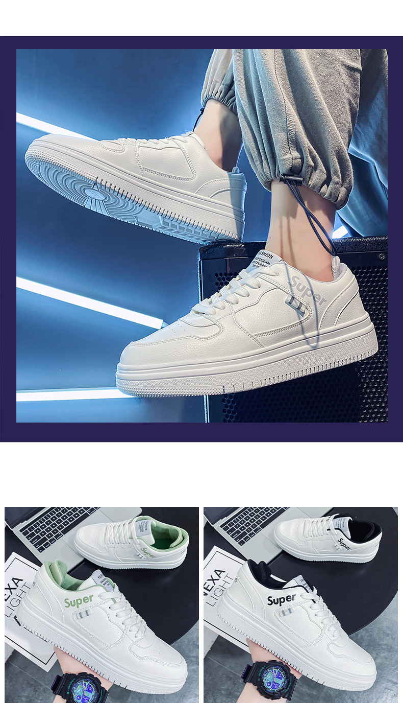 Lage vetersneakers voor heren van PU-leer detail 7