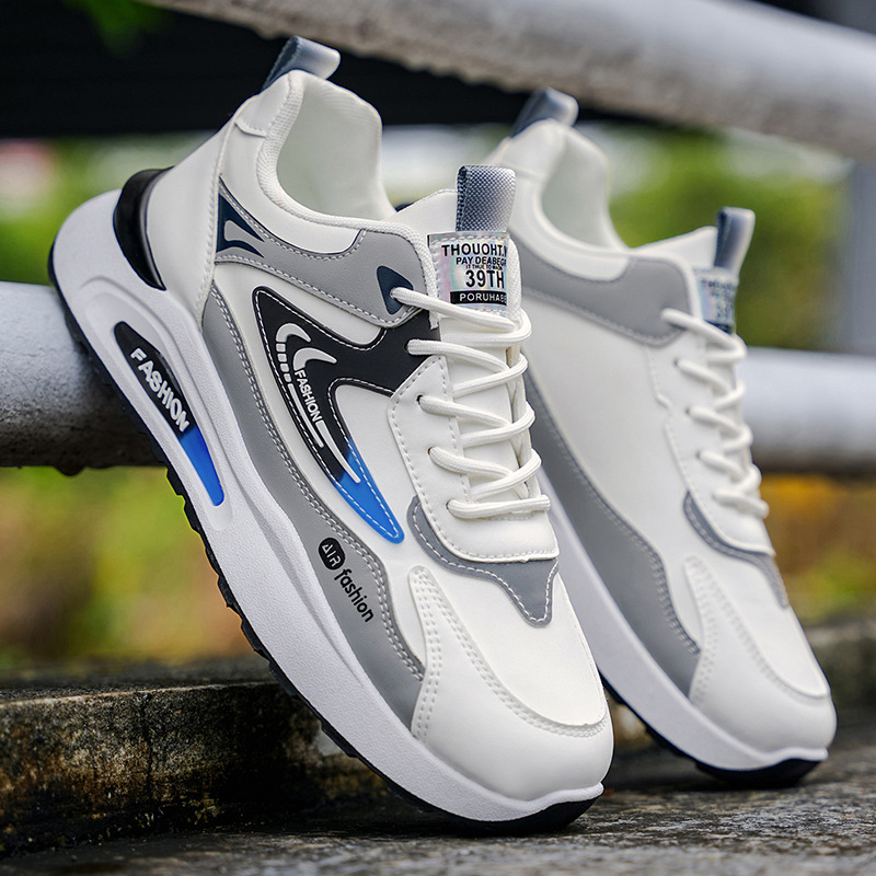 Baskets casual à plateforme et lacets pour homme avec amorti colorblock 4