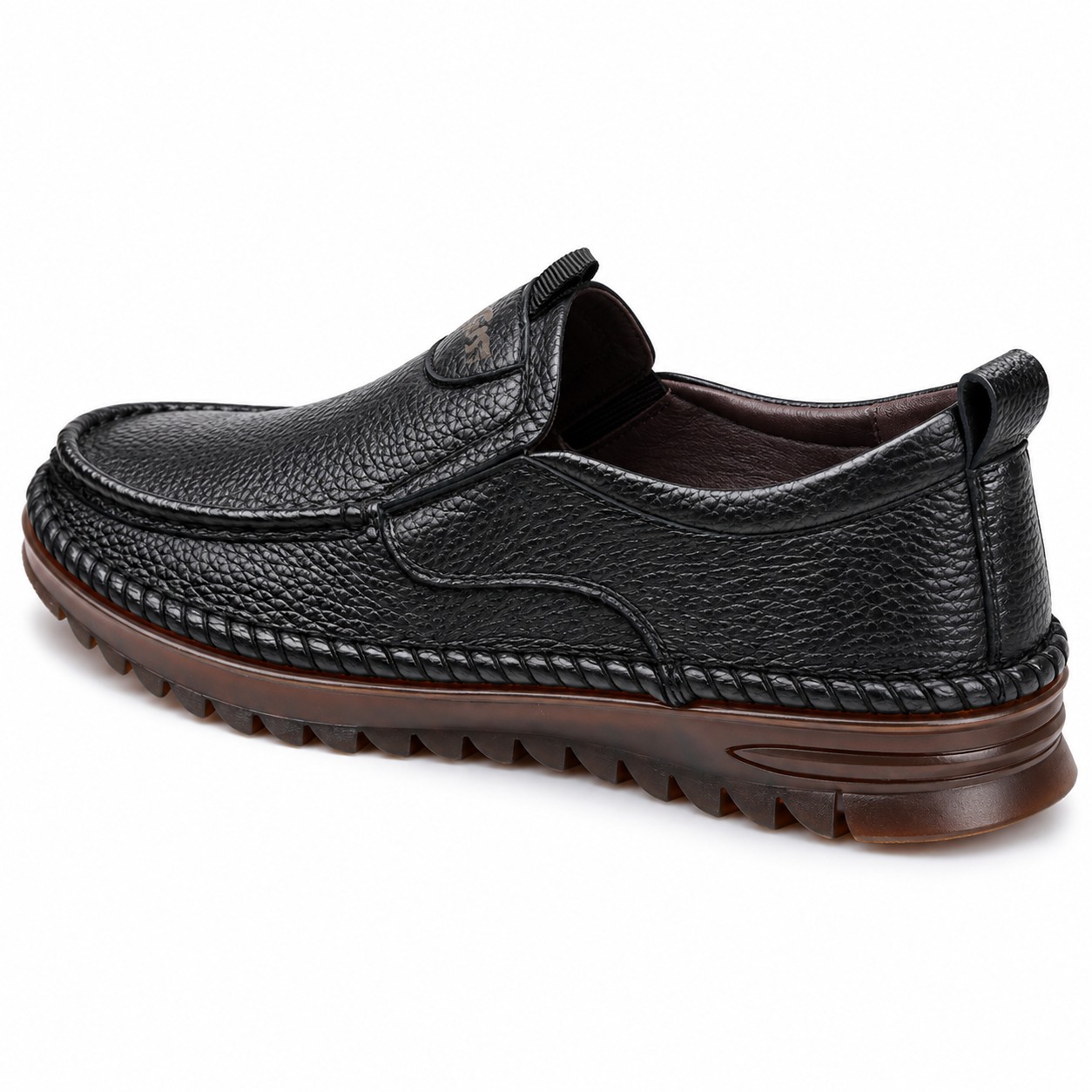 Men's Full-Grain Leather Moc-Toe Slip-On Casual Shoes 4