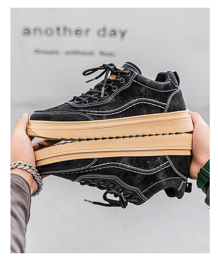 Gedämpfte Plateau-Freizeitschuhe für Herren mit Schnürung detail 15