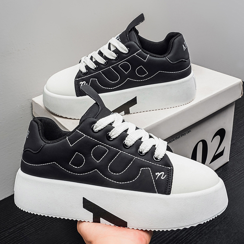 Herren Plateau-Freizeitschuhe zum Schnüren mit dicker Sohle