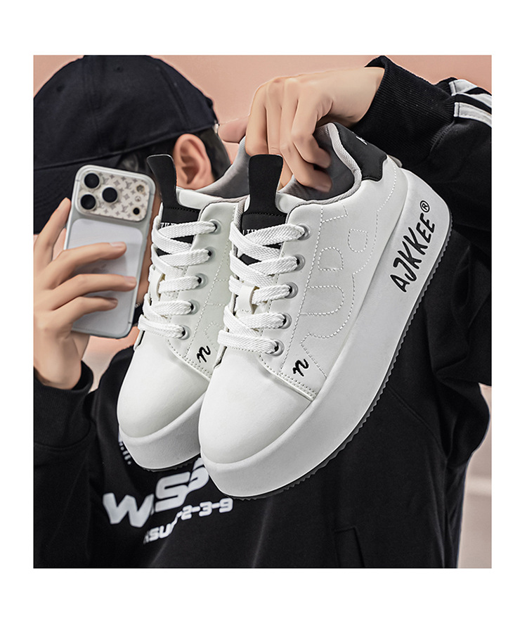 Unisex Plateau Freizeitschuhe zum Schnüren mit Erhöhung detail 4
