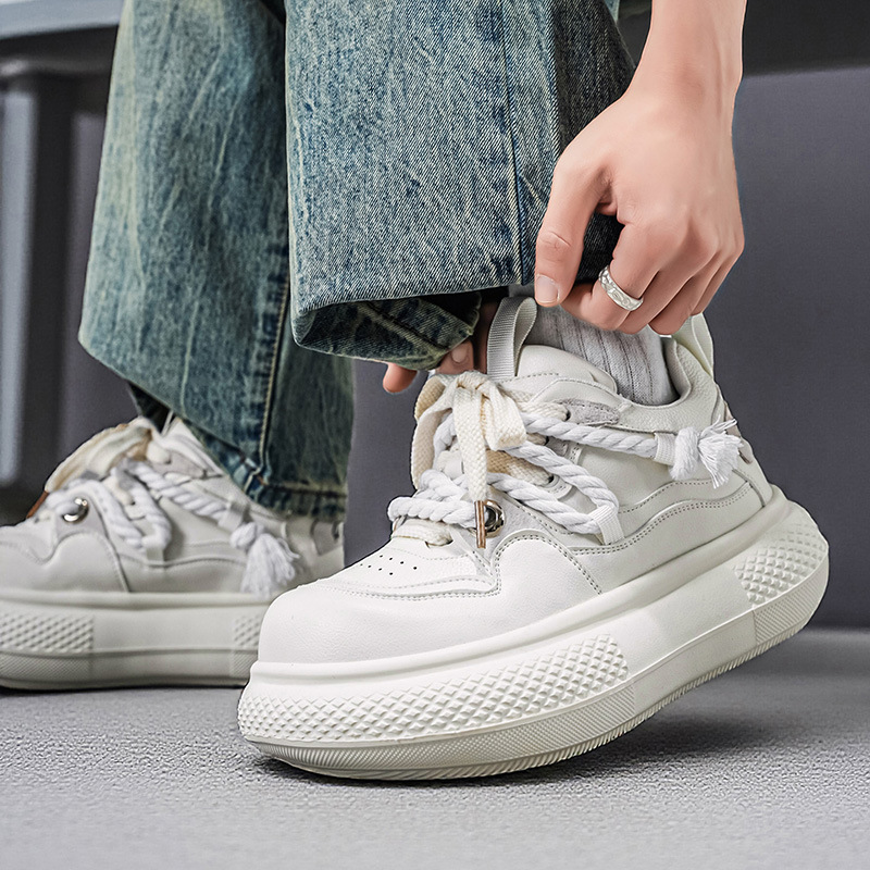 Men's Platform Chunky Cushioned Lace-Up Casual Shoes detail 5
