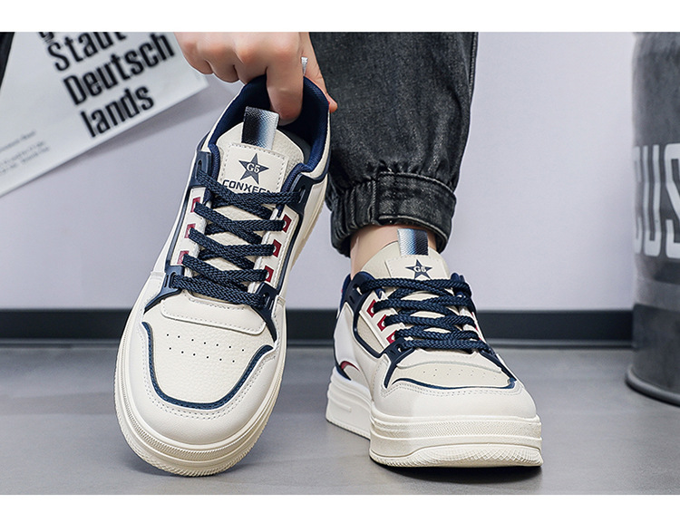Men's Colorblock Lace-Up PU Leather Casual Shoes detail 6
