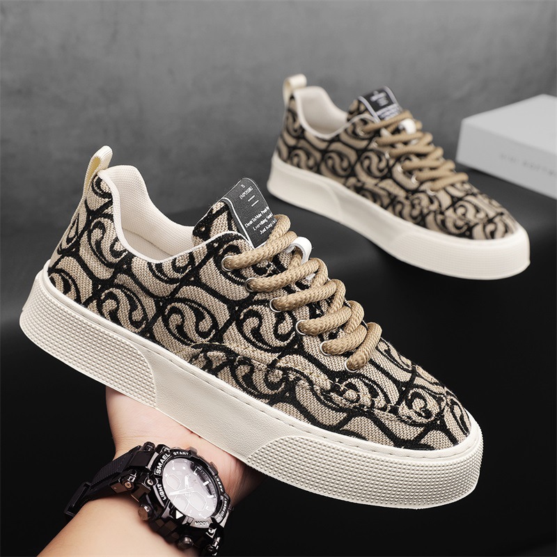 Men's Graphic Print Platform Lace-Up Casual Shoes 3