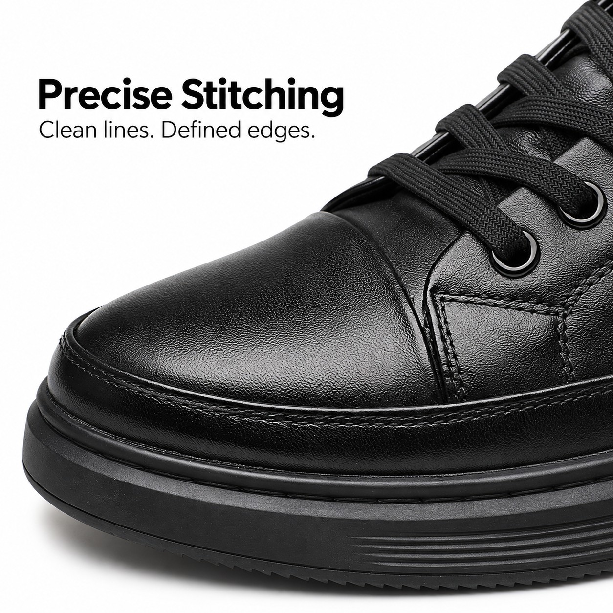 Men's Full-Grain Leather Cushioned Lace-Up Casual Shoes detail 2